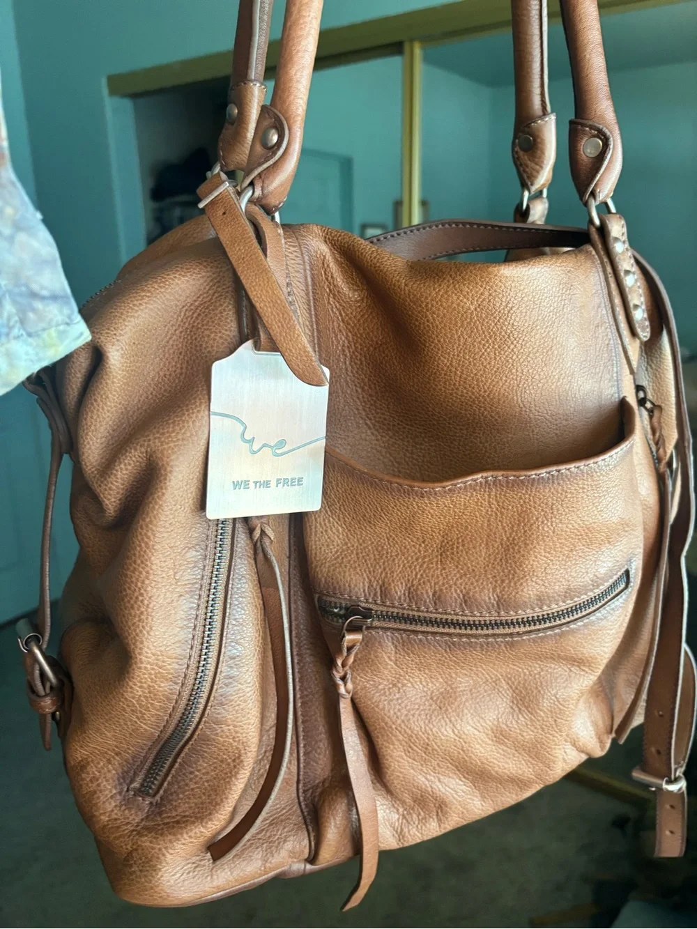 FREE PEOPLE We The Free Saddle Brown Leather Shoulder Bag